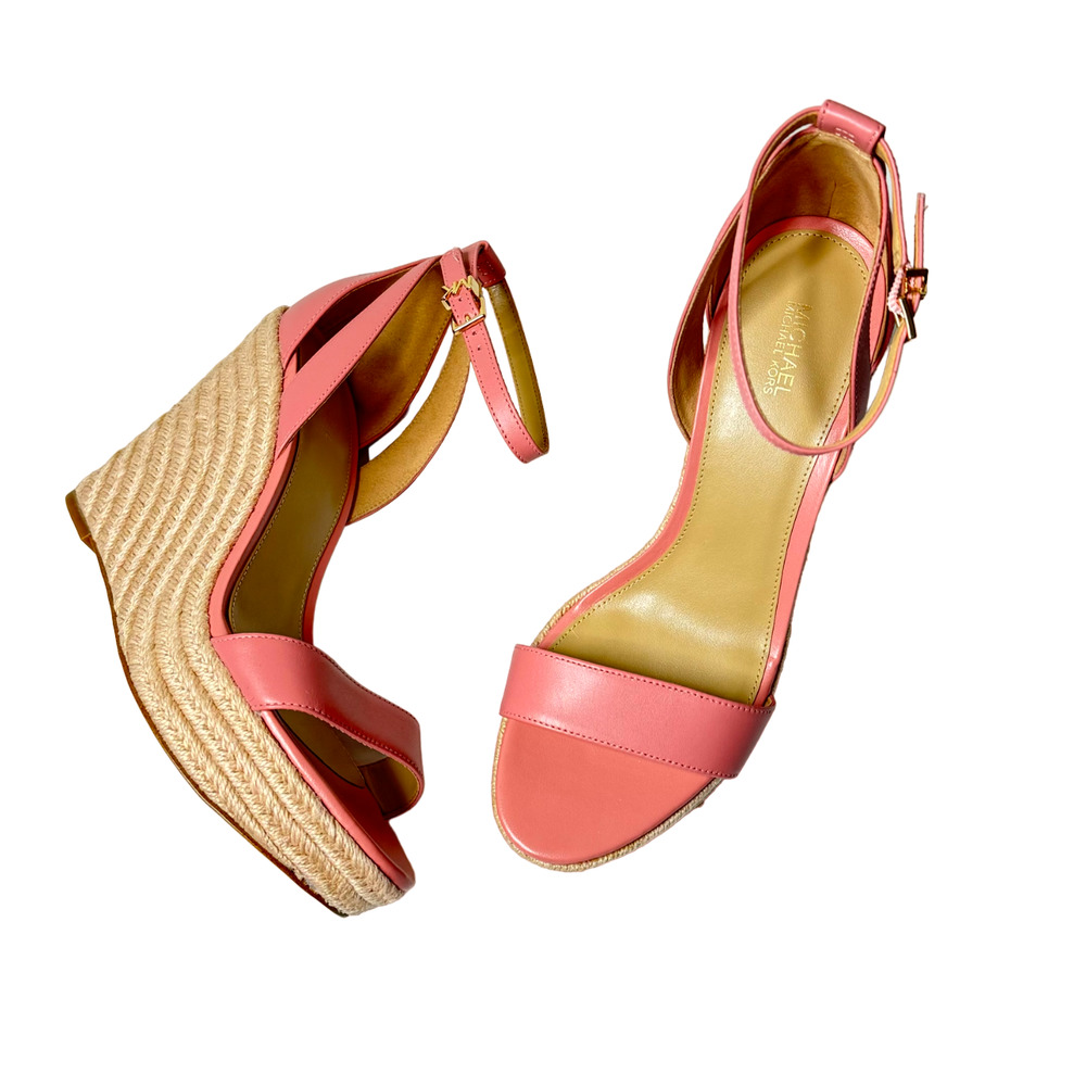 Michael Kors Pink Kimberly Leather Wedge NEW Size 10M - Picture 2 of 9